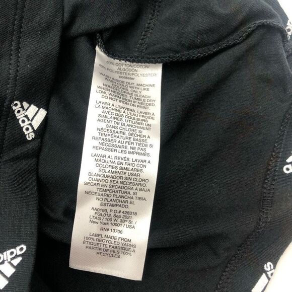 Brand New Adidas Black & White Logo Tulip-Hem Tshirt For Girls Size Medium 10/12 - Picture 7 of 8